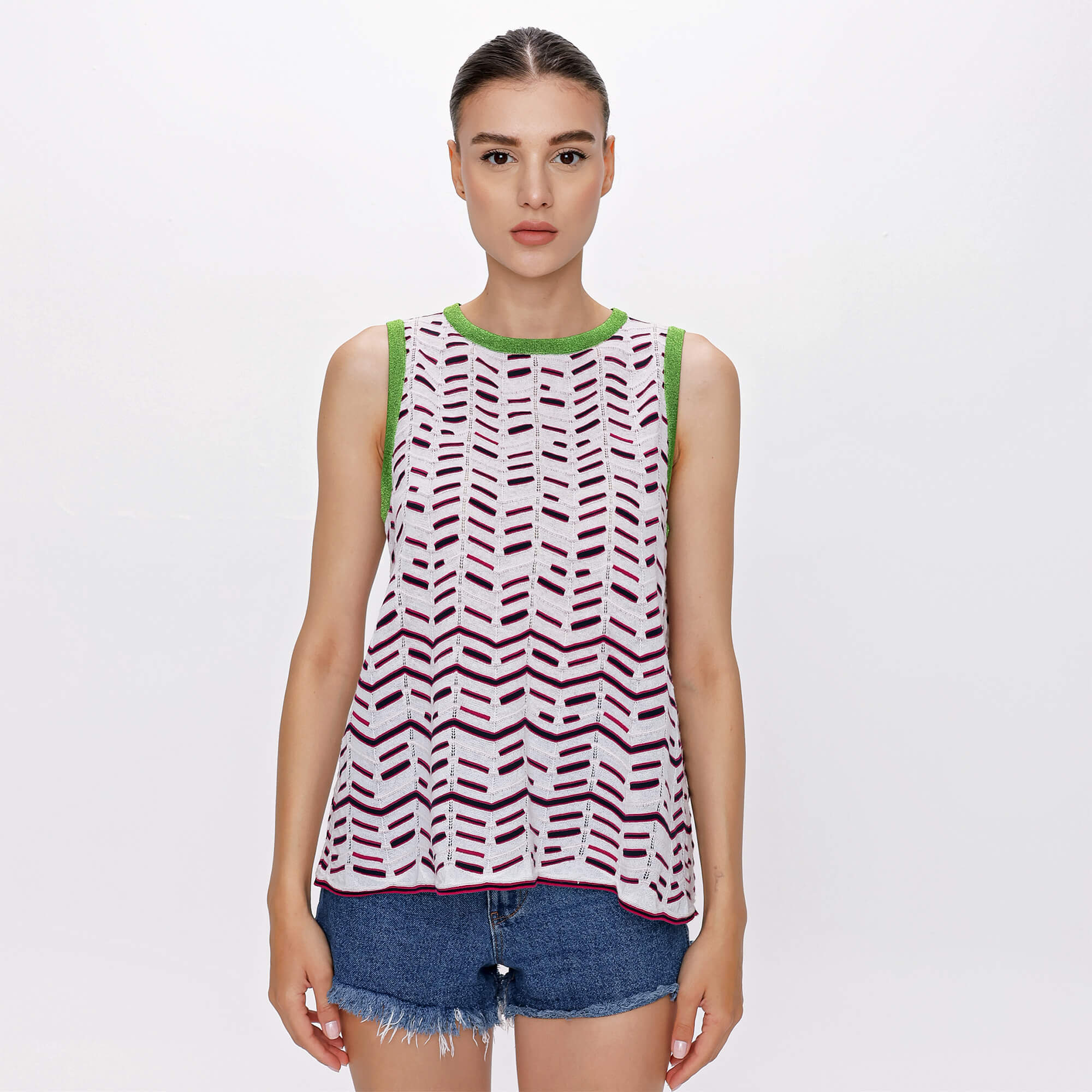 Missoni - White Zigzag Sleeveless Tricot